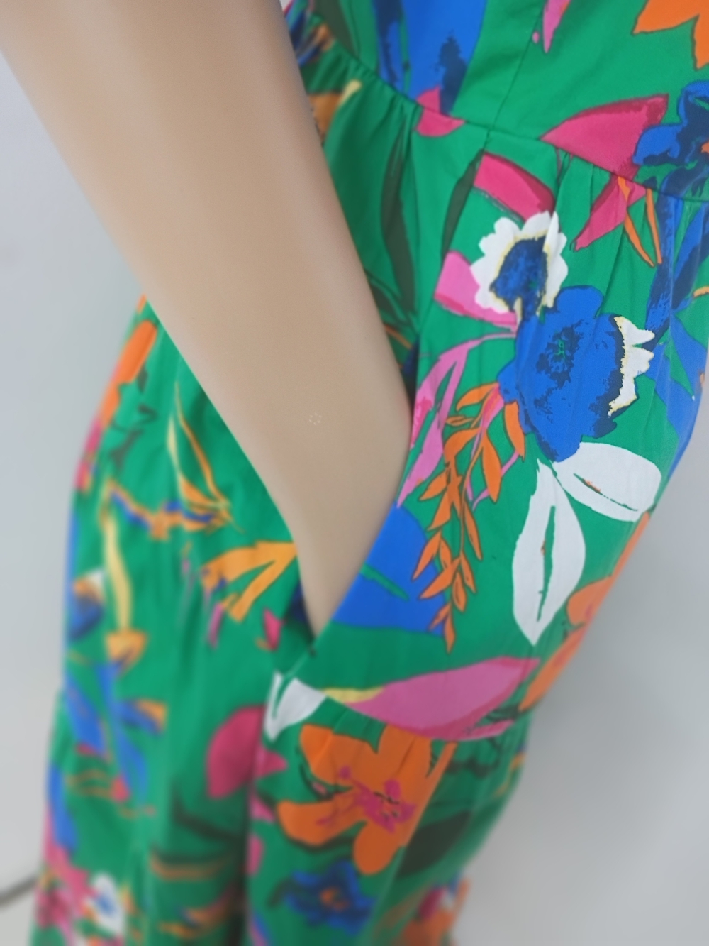 J. Crew Green Floral Halter Midi Dress with Pink, Blue & Orange Accents - Picture 9 of 15